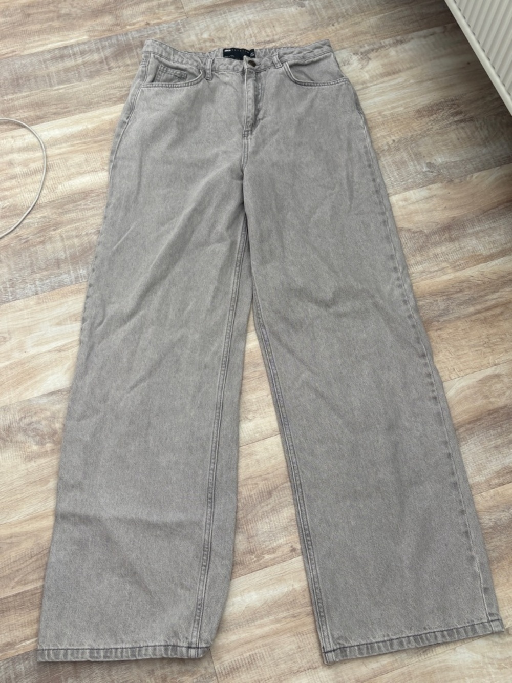 ASOS Wide Leg Flared Jeans in Light Gray